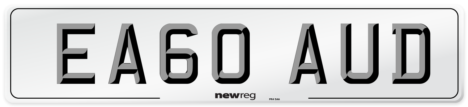 EA60 AUD Number Plate from New Reg
